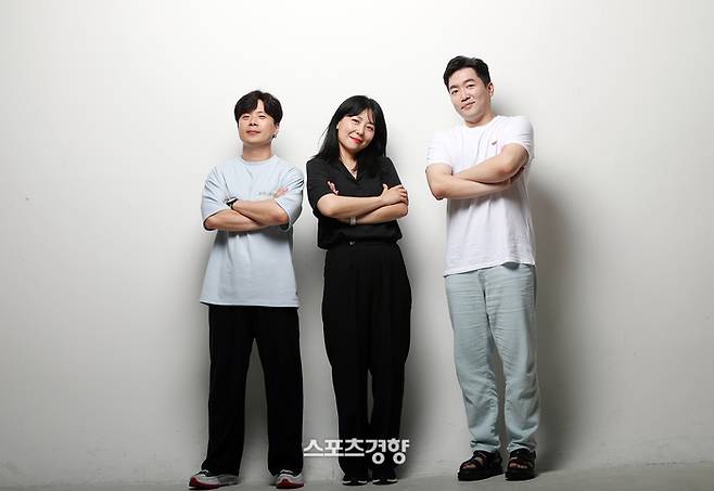 티빙 ‘유미의 세포들 시즌2’에서 구웅, 김유미, 유바비의 사랑세포를 연기한 성우 한신(왼쪽부터), 안소이, 정재헌 | 정지윤 선임기자