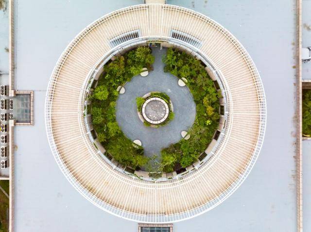 시간의 정원을 위에서 내려다본 모습. 열린 캐노피 구조물은 원형 정원, 동그라미 쉼터 등 미술관의 내외부 공간과 유기적으로 연결된다. 국립현대미술관 제공