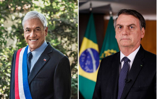세바스티안 피녜라 전 칠레 대통령(왼쪽)과 자이르 보우소나루 브라질 대통령.(사진=각국)