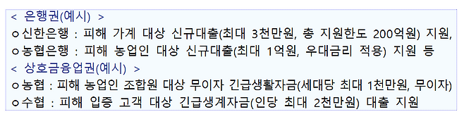 긴급생활자금 지원 예시./금융위원회