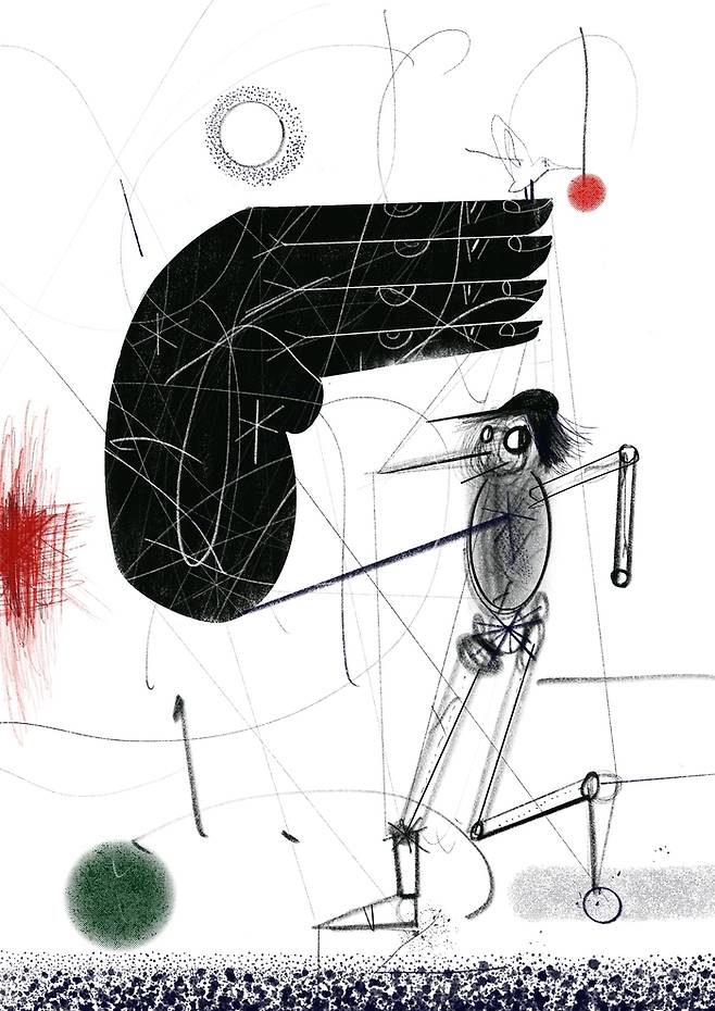 다시리는이의 속알맘은 때마다 다른 온씨알의 속알맘으로 비춰지기 때문이지. 늘 어떤 속알맘을 가지게 되면 온씨알의 속알맘이 있는 그대로 맑게 비춰질 수 없어. 속알맘은 우물거울이거든. 늘 텅 빈 속알맘이지. 닝겔, 흐르는 시선8, 2022, 아이패드