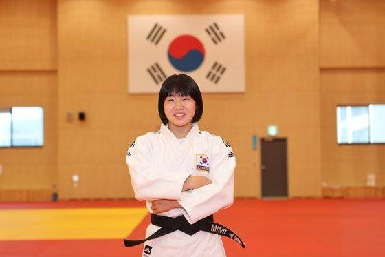 이달 초 진천 국가대표 선수촌에 처음 입촌한 허미미. 사진 대한체육회