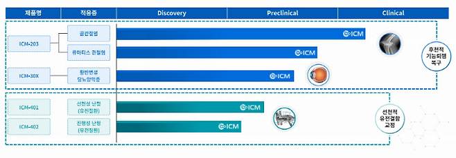 ICM 유전자치료제 파이프라인 (자료=ICM)