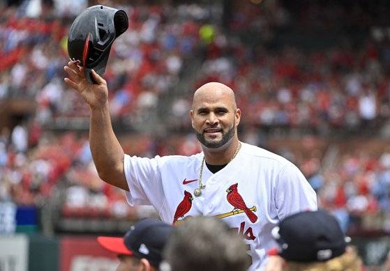 은퇴 시즌 10호 홈런 고지를 밟은 앨버트 푸홀스. USA투데이=연합뉴스