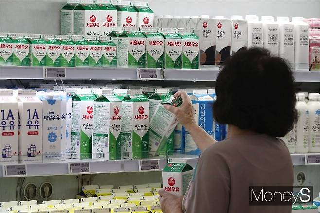 서울우유가 원유 도매단가를 인상하며 소비자가격 역시 오를 가능성이 점쳐지고 있다. 18일 한 대형마트에서 소비자가 서울우유의 제품을 살펴보고 있다./사진=임한별 기자