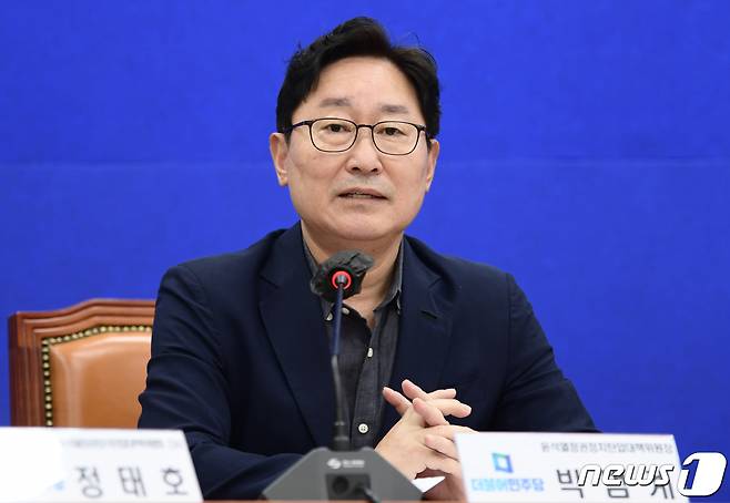 박범계 윤석열정권정치탄압대책위원장이 12일 오전 서울 여의도 국회에서 열린 더불어민주당 추석민심 기자회견에서 발언을 하고 있다. (공동취재) 2022.9.12/뉴스1 ⓒ News1 이재명 기자