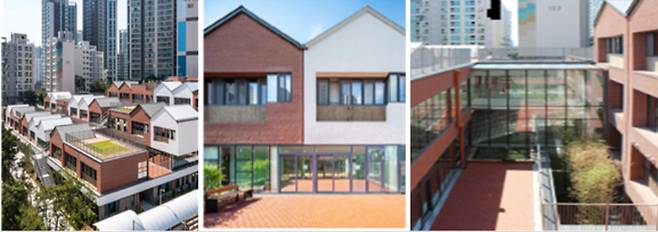 서울시가 주최한 ‘제40회 서울특별시 건축상’에서 완공 부문 대상을 차지한 신길중학교(설계:이현우, (주)이집건축사사무소). 신길중학교는 지난해 개교한 신생학교로, 네모반듯한 여느 학교들과 달리 삼각지붕과 마당이 있다. |서울시 제공