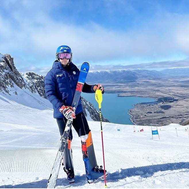역대 한국 알파인 스키 올림픽 최고 순위에 오른 정동현이 뉴질랜드에서 전지훈련을 하고 있다. [미동부한인스키협회 제공]
