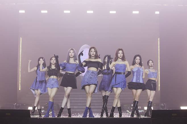 K-pop group fromis_9 dances during its "Love From." concert at KBS Arena in Gangseo-gu, Seoul, on Friday. (Pledis Entertainment)