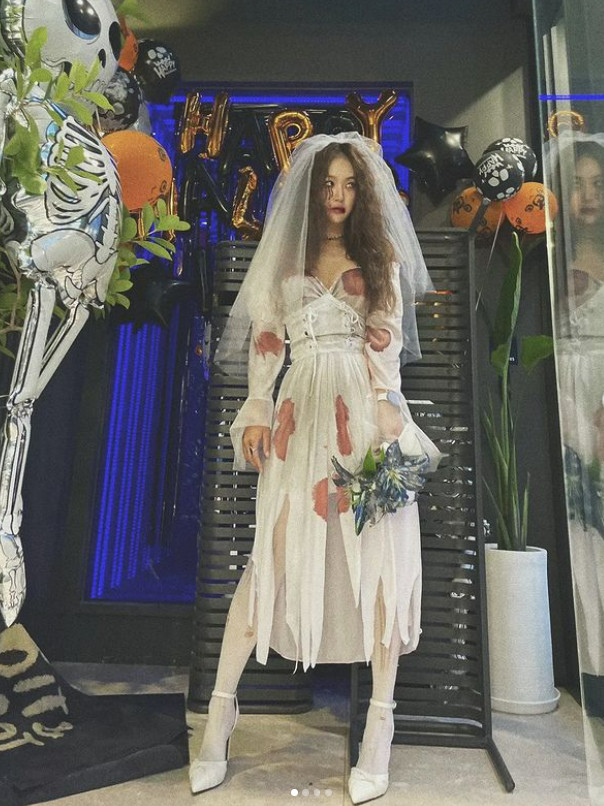 Group Sistar singer Soyou transformed ahead of Halloween.Soyou posted the photo on her personal social media account on October 22.In the photo, Soyou is wearing a white Wedding Dress that looks like blood, with white colored lenses, coarse hair, and a sad background.The vividness of the ghost bride is eye-catching.The fans who saw it reacted such as Where is such a pretty ghost, It is beautiful even though it is dressed up and It is a great welcome if it is such a ghost.Meanwhile, Soyou debuted with the Sistar single album Push Push in 2010.Sistar was loved for popular songs such as Touch my body, SHAKE IT and Naonja and disbanded in June 2017 ahead of its 7th anniversary.Since then, Soyou has been working as a solo singer and released his first mini album Day & Night in April.