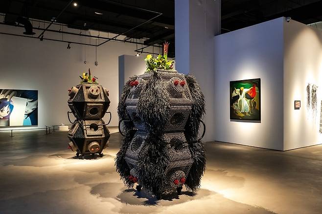 "The Hybrid Intermediates -- Flourishing Electrophorus Duo" by Yang Hae-gue is on display at the Singapore Biennale 2022. (Kukje Gallery)