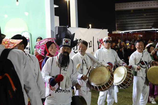 지난 24일 카타르 도하 한국관광홍보관에서 열린 특별 응원이벤트. /사진제공=한국관광공사