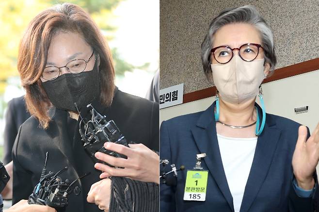 왼쪽부터 박희영 용산구청장, 국민의힘 이양희 윤리위원장. 연합뉴스