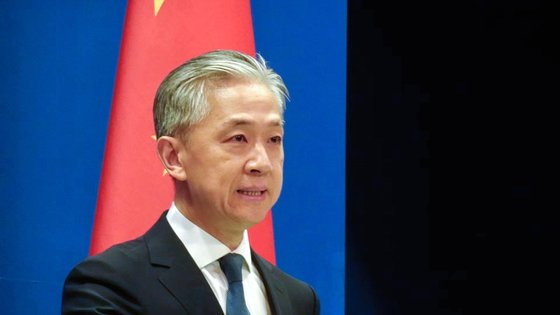 23일 왕원빈 중국 외교부 대변인이 한미 공동성명에 대한 중국측 입장을 밝히고 있다. 신경진 기자