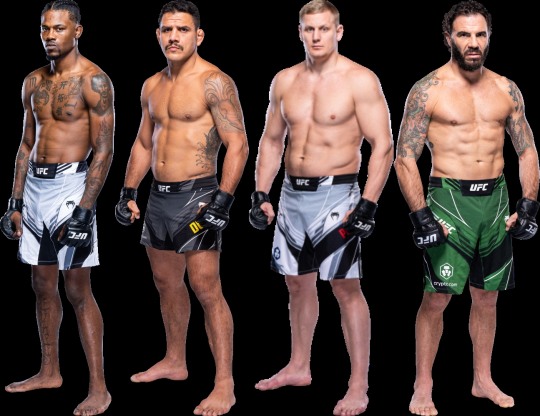 4일 UFC 옥타곤에 오르는 홀랜드, 하파엘, 파블로비치, 구이다(왼쪽부터. 사진=UFC)