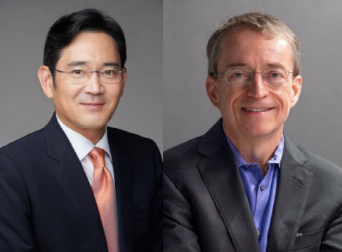 이재용(왼쪽) 삼성전자 회장과 팻 겔싱어 인텔 CEO. (사진=이데일리DB)