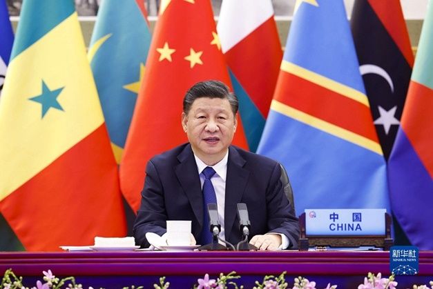 시진핑 중국 국가주석이 지난해 11월29일 중·아프리카협력포럼(FOCAC) 장관급 회의 개막식에서 화상 연설을 하고 있다. ⓒ 신화통신 홈페이지 캡처