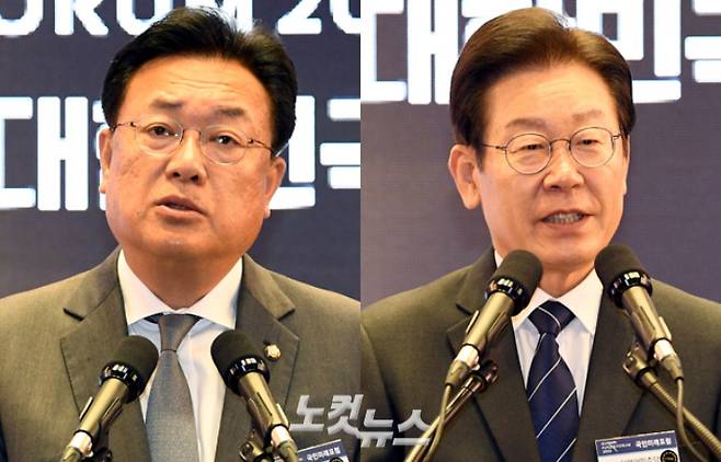 국민의힘 정진석 비상대책위원장과 더불어민주당 이재명 대표. 윤창원 기자
