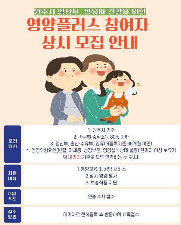 영양플러스 사업 홍보포스터 /사진제공=원주시
