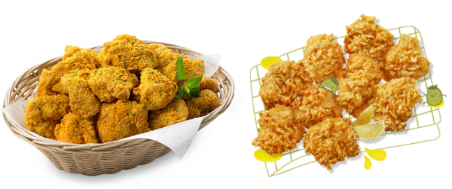 bhc의 뿌링클 순살(왼쪽)과 BBQ의 황올치 순살(오른쪽)/사진=각 사