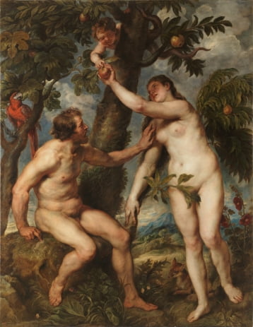 루벤스가 성경 속 아담과 이브 이야기를 그린 '인간의 타락'.