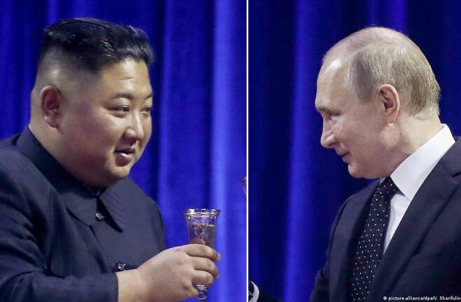김정은 북한 국무위원장과 블라디미르 푸틴 러시아 대통령
