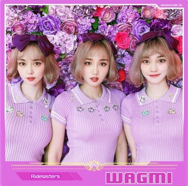 듀자매가 만든 크립토 아이돌 엑시시스터즈. 첫 곡의 이름은 와그미(WAGMI)다. We All Gonna Make It(우리 모두 잘 될거야)이란 블록체인 생태계의 '밈'을 담았다.