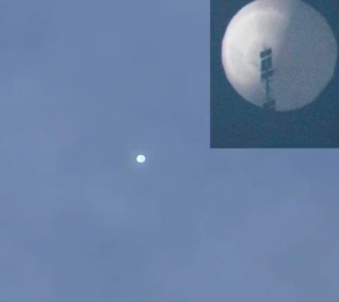 몬태나주의 한 시민이 직접 촬영한 중국 풍선. 멀리서 촬영돼 달처럼 보인다(사진=연합뉴스/트위터 캡처)