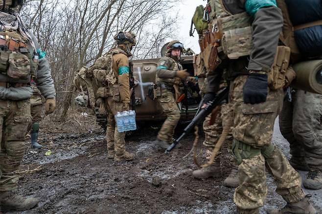 동부전선 격전지 바흐무트의 우크라이나 전투부대. 지난 1월 22일, 게티이미지