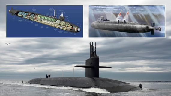 오하이오급 전략 핵잠수함(SSBN) USS 테네시, 미국은 오하이오급 핵잠수함을 14척 보유하고 있다. 핵연료 재보급 없이 9년간 기동 가능하며 최고속도는 잠항시 20노트(37.04km/h) 이상이다. SLBM(트라이던트-2 D5)을 탑재할 수 있는 발사관 22개를 갖추고 있다. SLBM 1발당 각각 8∼12개의 독립 목표 재돌입 탄두(MIRV)가 들어있다. 사거리 1만3천㎞, 100kt(1kt=TNT 1천t의 폭발력) 위력의 핵탄두를 총 154발 탑재해 한 척으로 웬만한 국가를 소멸시킬 수 있다는 평가를 받는다. 자료=내셔널 인터레스트(national interest)