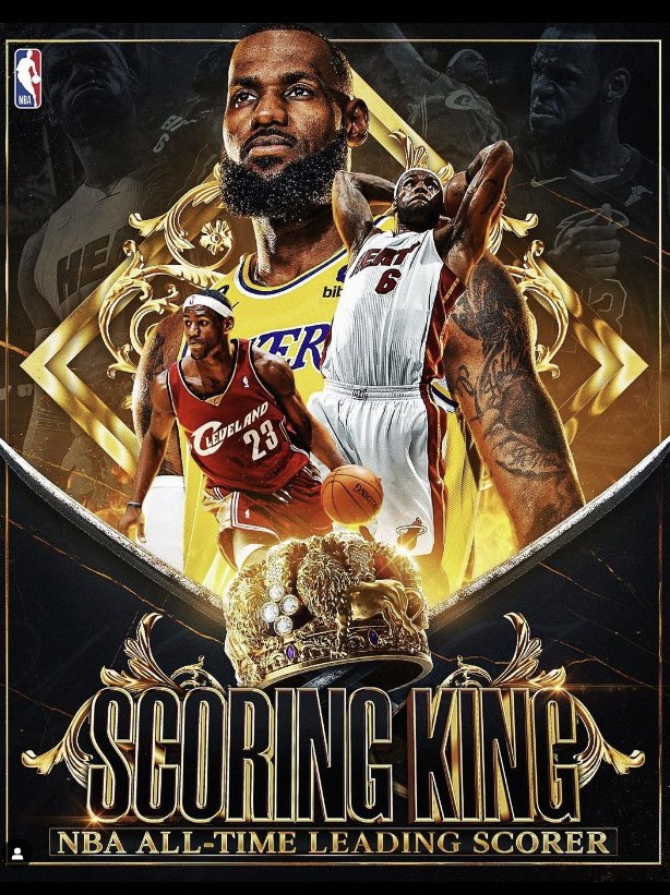 NBA 인스타그램은 제임스 별명인 ‘킹’과 ‘스콜피온 킹’에 빗대 ‘20시즌, 1410경기, 38388점, Scoring King(스코어링 킹)’이라고 찬사를 보냈다. 사진 NBA 인스타그램