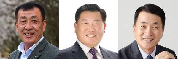 왼쪽부터 가남농협 김지현(65) 현 조합장, 이태영(61) 전 태평지점, 이홍균(59) 전 여주시이통장연합회장.