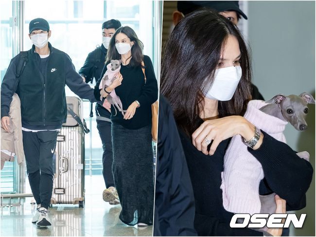 Actor Song Joong-ki accompanied his wife Katie on an overseas Departure road.The Song Joong-ki couple was spotted at the second passenger terminal of Incheon International Airport in Unseo-dong, Jung-gu, Incheon on the afternoon of the 16th.On this day, Song Joong-ki visited the airport to shoot Netflix movie Rogi Wan overseas location.The news of Departure itself became a hot topic, especially Song Joong-ki, who had not scheduled anything since she reported the news of her second marriage and pregnancy in January. It was her first public appearance in front of reporters since becoming a father.I would have been careful with the pouring attention, but Song Joong-ki surpassed expectations. I went overseas with Katie Lewes Saunders, who is pregnant.Song Joong-ki took care of Katies safety throughout the trip, and Song Joong-ki was responsible for carrying his wifes passport and other belongings.Katie cradled Pet in both hands; naturally a ring on her left fourth finger captured Sight, believed to be a sizeable diamond wedding ring.On the other hand, Song Joong-ki has set up a new home in Katie and Itaewon. It is said that she lives with her family to take care of pregnant Katie.