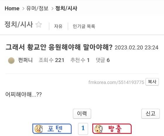 친이준석 성향 온라인 커뮤니티인 에펨코리아(펨코)에 올라온 게시글. 사진 펨코 캡처