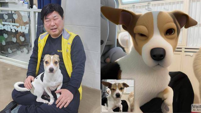 황동열(왼쪽) 팅커벨프로젝트 대표가 태풍이를 무릎에 앉히고 있다. 활발한 태풍이지만 사람 품에 안길 때는 얌전하다. 팅커벨프로젝트 제공