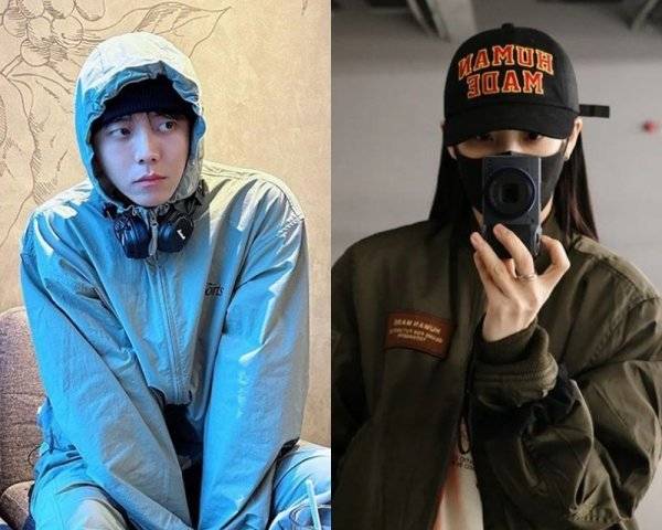 모델 주우재, 걸그룹 마마무의 문별 등이 ‘고프코어 룩’을 활용한 일상 패션을 선보여 화제를 모으고 있다. 사진출처|주우재·문별 SNS 캡처