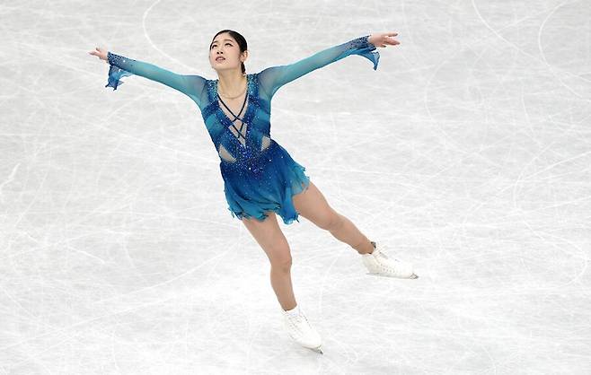 ▲ 이해인이 2023 ISU 피겨 스케이팅 세계 선수권대회 여자 싱글 쇼트프로그램에서 경기를 펼치고 있다. ⓒ연합뉴스/AP