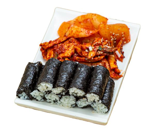 이 집 충무김밥. 곁들여먹는 양념 색이 새빨갛지만 그다지 맵거나 짜지 않다