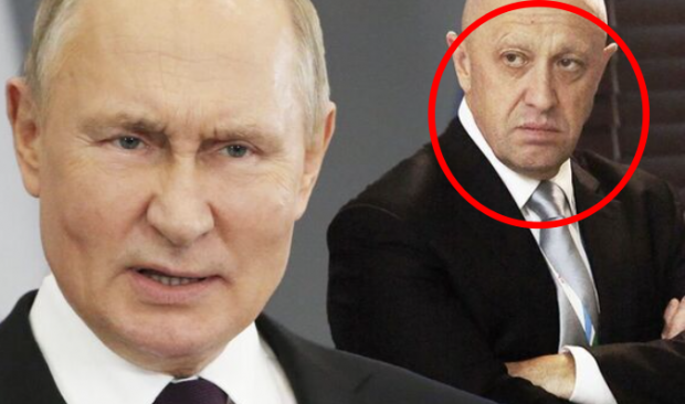 왼쪽은 푸틴 대통령, 오른쪽은 러시아 민간군사업체 바그너 그룹의 수장 프리고진