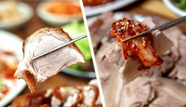 보쌈은 아삭한 김치와 함께 먹으면 좋다. 족발은 껍질의 쫀득한 식감이 매력적이다.