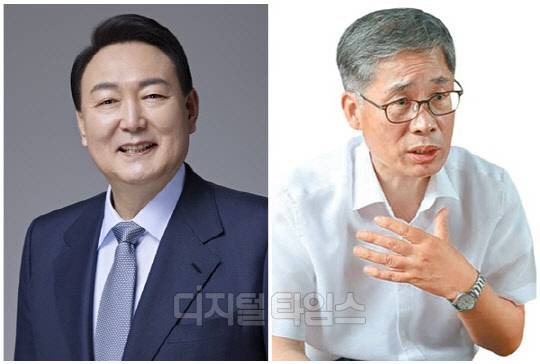 윤석열 대통령(왼쪽)과 신평 변호사. <디지털타임스 DB, 국민의힘 제공>