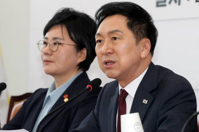 김기현 국민의힘 대표가 3일 오전 서울 국회에서 열린 민생119 임명장 수여식 및 제1차 회의에서 발언을 하고 있다. / 사진=뉴스1
