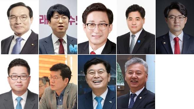 김중로·류제화·성선제·장천규·하헌휘씨 등 국민의힘 총선 세종갑 출마예상후보.(사진 위줄) 아랫줄은 민주당 박정수·이영선·이춘희·홍성국 출마 예상후보.(정당별 가나다순) / 뉴스1
