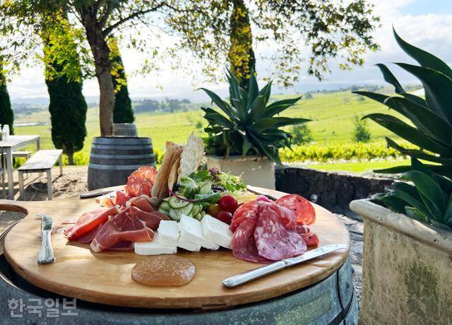 시드니 남부 몰리묵 인근 팜스테이에 차려진 저녁식사. 지역에서 생산한 농산물 위주로 가공·조리한 음식이다.