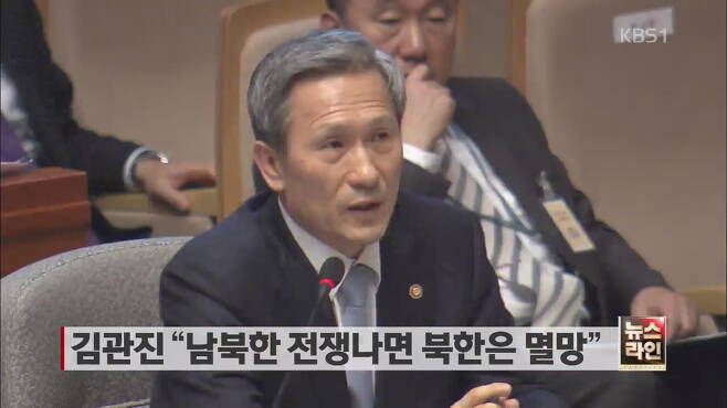 2013년 11월 국회 예산결산특별위원회에 출석해 답변하는 김관진 당시 국방부 장관.