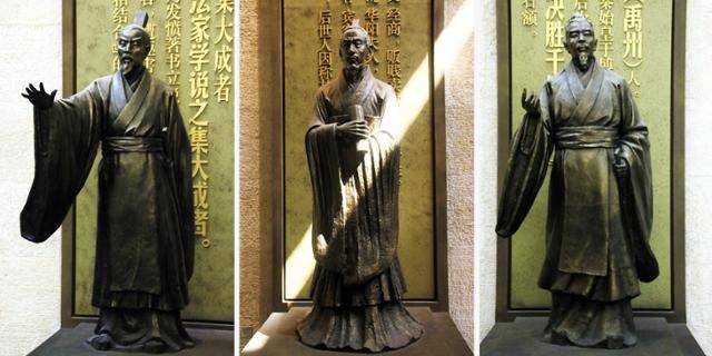 균관요지박물관의 한비(왼쪽부터), 여불위, 장량 조각상. ⓒ최종명