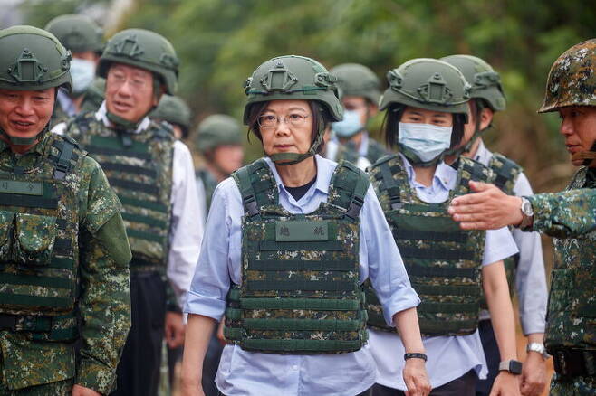 타이완 연례 군사훈련 참관에 나선 차이잉원 총통