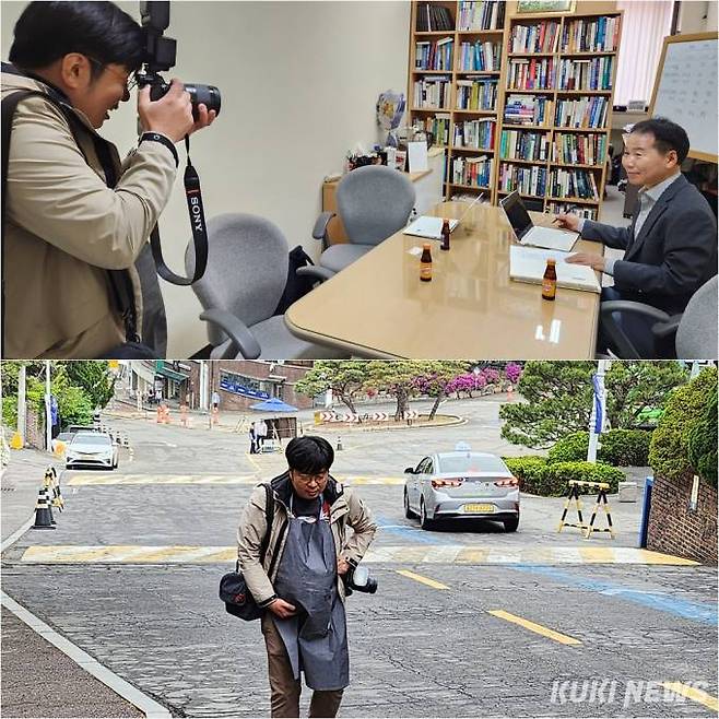 체험복을 나선 인터뷰 취재. 상명대학교 정문부터 대학본부까지 이어진 언덕길은 촬영장비를 들고 오르기 힘들었다.