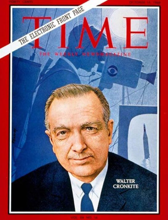 1966년 10월 14일자 미국 시사주간지 '타임(TIME)' 표지인물로 실린 월터 크롱카이트/TIME