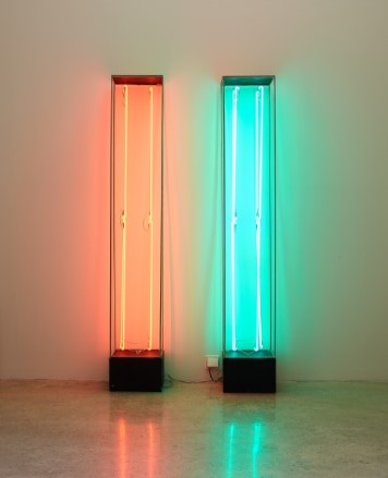 Kang Kukjin,Visual Sense I, II,1967,Neon,stainless steel,Each 110 14 × 18 18 × 18 18 inches,MMCA Collection